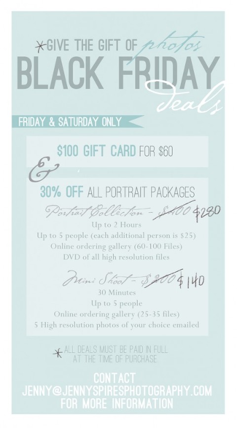 2012 Black Friday Photography Deal